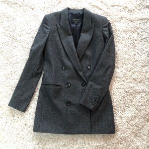 Massimo Dutti Women's Double-Breasted Houndstooth Blazer - Black & Gray